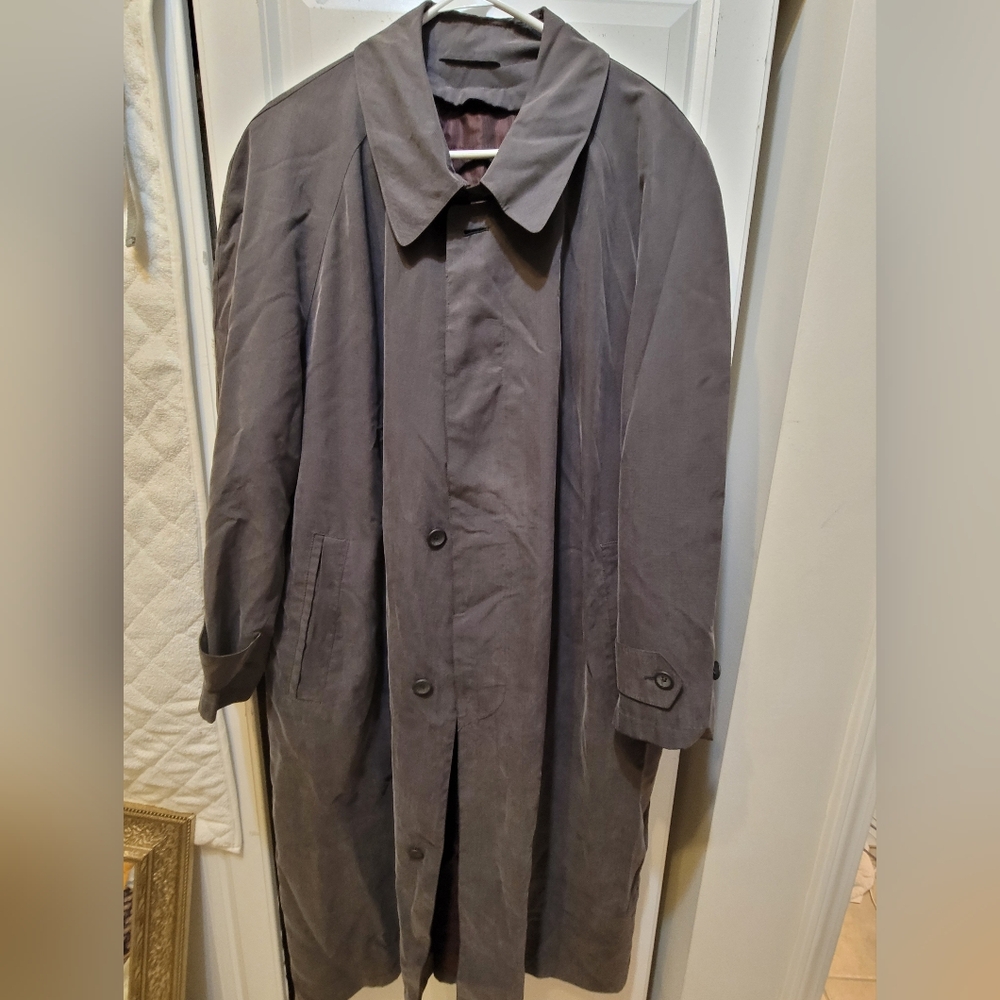 Gray Trench Coat with Matte Finish and Full-Length Design